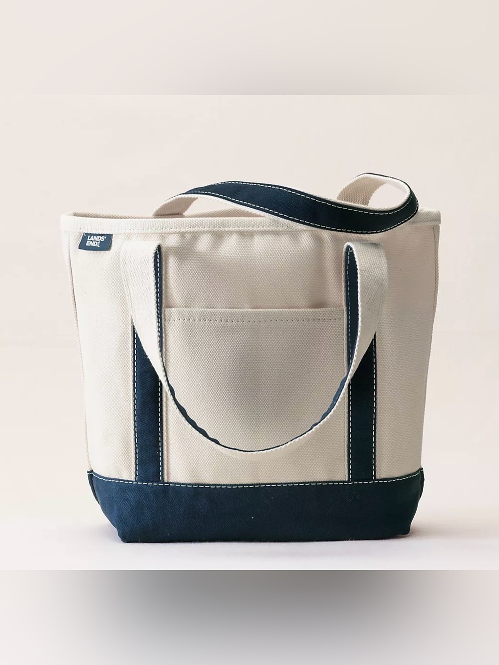 Lands’ End Medium 5 Pocket Open Top Canvas Tote Bag